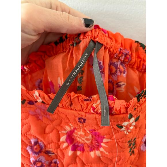 Anthropologie Dress Women's Medium Orange Maxi Floral Quilted Long Boho NWT - Picture 5 of 7